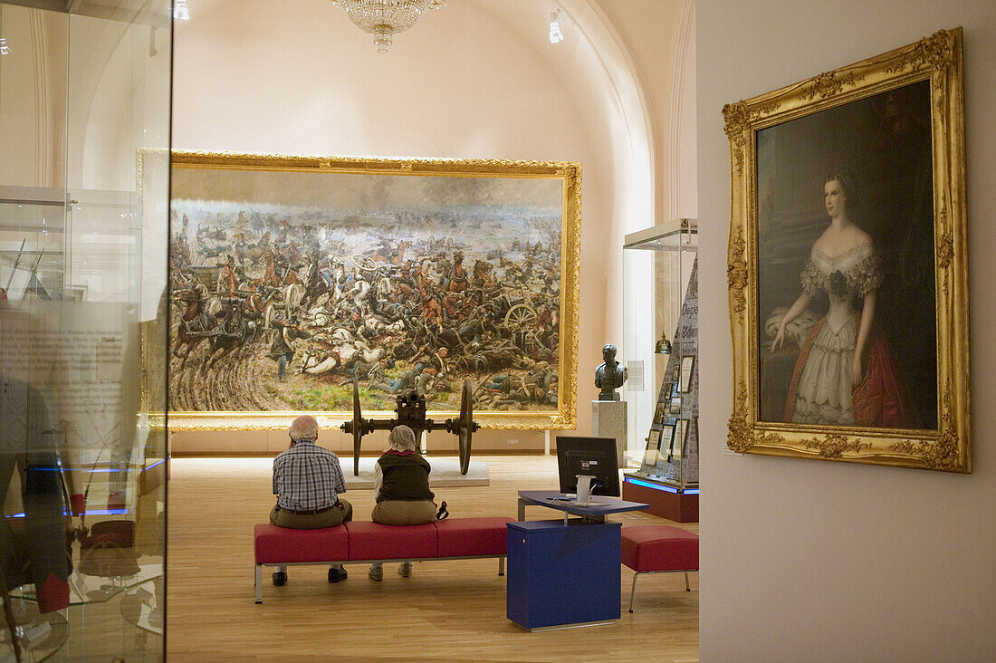 Heeresgeschichtliches Museum. Military Historical Museum. Older Couple admiring artwork. Vienna. Austria.