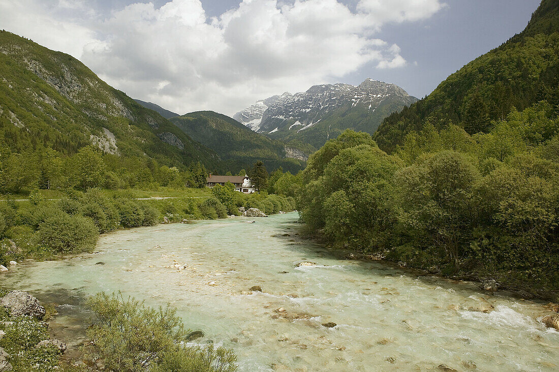 Turquoise Waters of the Soca River. Julian Alps. Soca. Primorska. Slovenia.