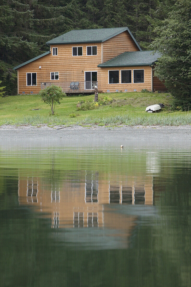 Tee harbor. Harborside house. Juneau area. Southeast Alaska. USA.