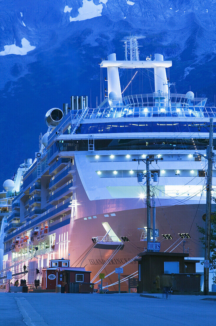 Cruiseships at Cruise Liner Dock. Skagway. Southeast Alaska. USA.