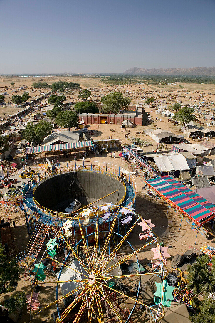 Fair View from Ferris Wheel. Pushkar camel fair. Pushkar. Rajasthan. India.