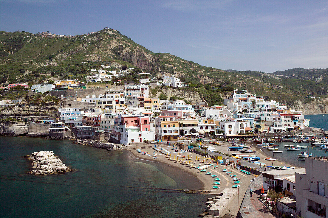 Town & Port View / Daytime. Sant Angelo. Ischia. Bay of Naples. Campania. Italy.