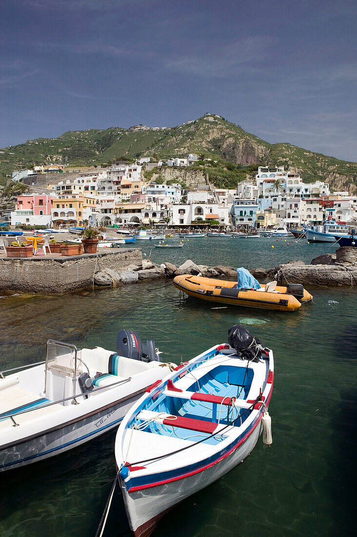Town & Port View / Daytime. Sant Angelo. Ischia. Bay of Naples. Campania. Italy.