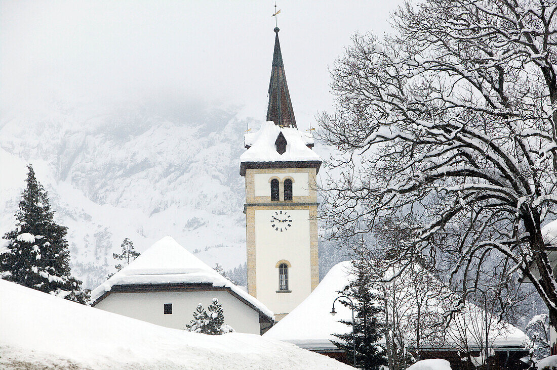Town Church / Winter. Grindelwald. Bern. Switzerland.