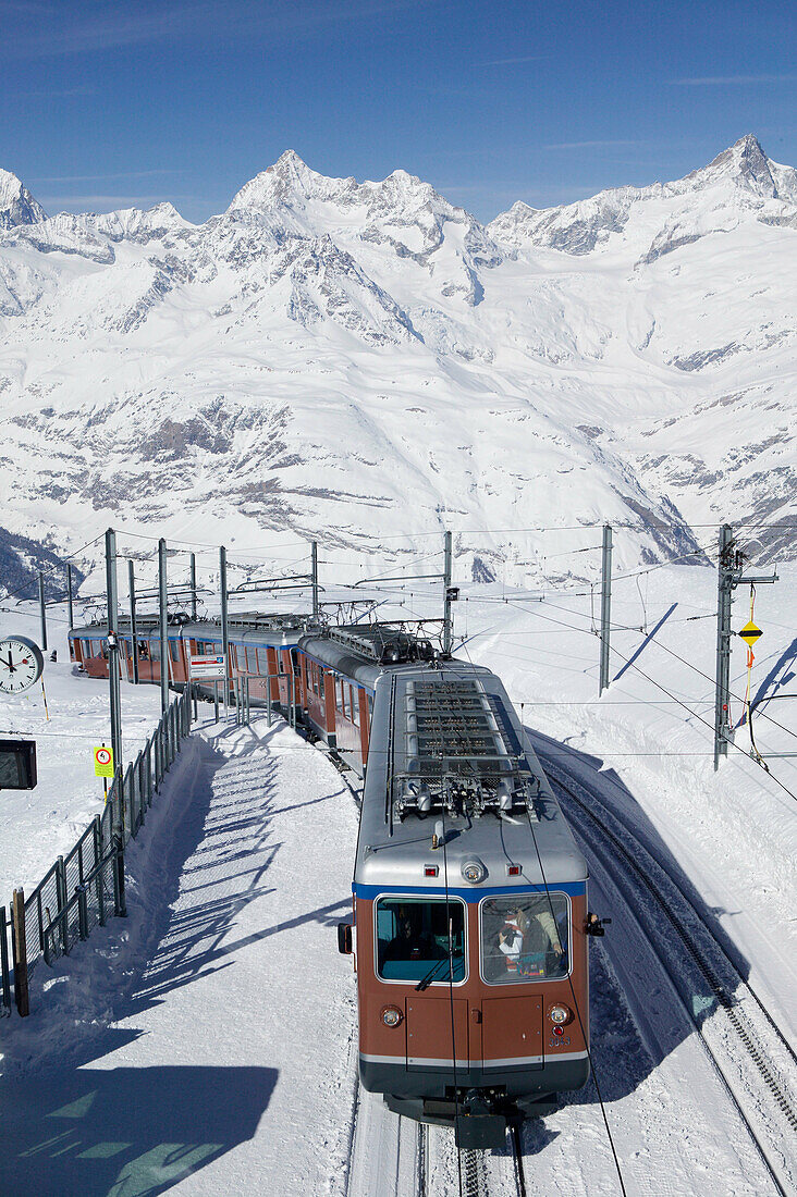 Gornergrat Train / Winter. Gornergrat Mountain (el.3089 meters). Zermatt. Valais-Wallis. Switzerland.