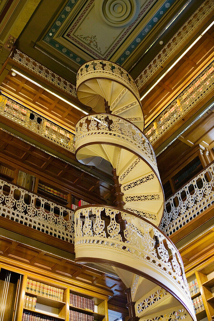 Iowa State Capitol. State Library Interior. Circular Staircase. Des Moines. Iowa. USA.