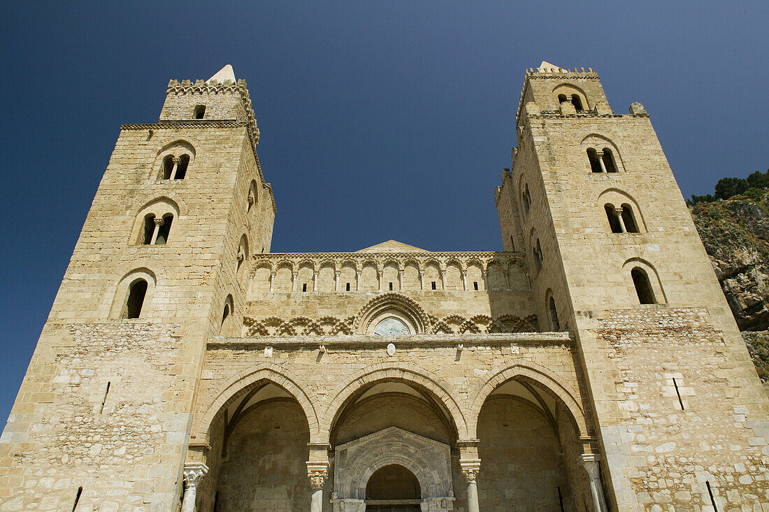 Duomo / Cathedral (13th century) - Exterior, Cefalu. Sicily, Italy