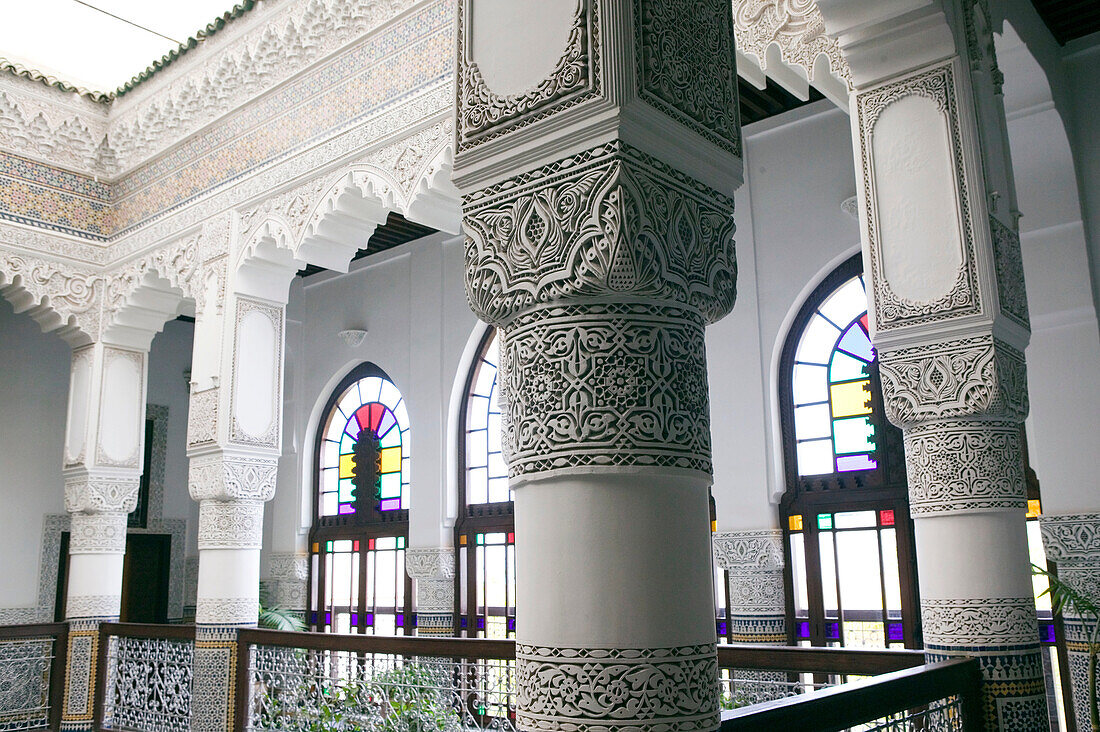 Morocco-Fes: Fes El-Bali (Old Fes)-Riad Fes Traditional Hotel-Interior Detail