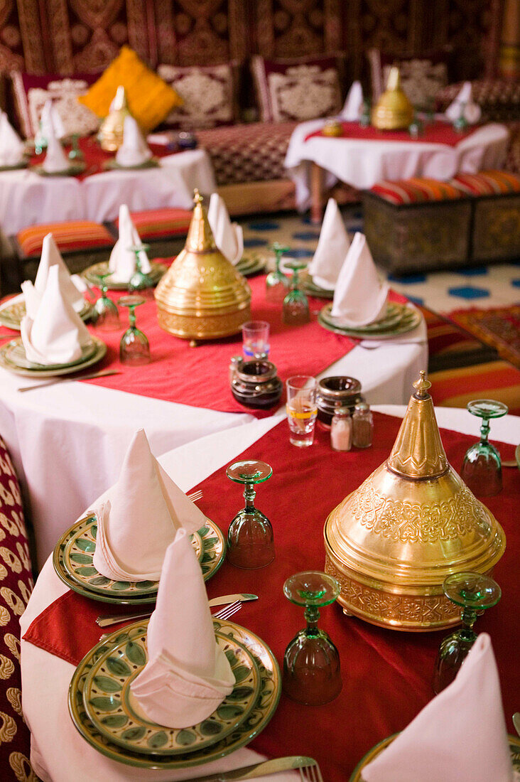 Moroccan Restaurant Interior. Hotel Kasbah Asmaa. Rissani. Tafilalet. Morocco.