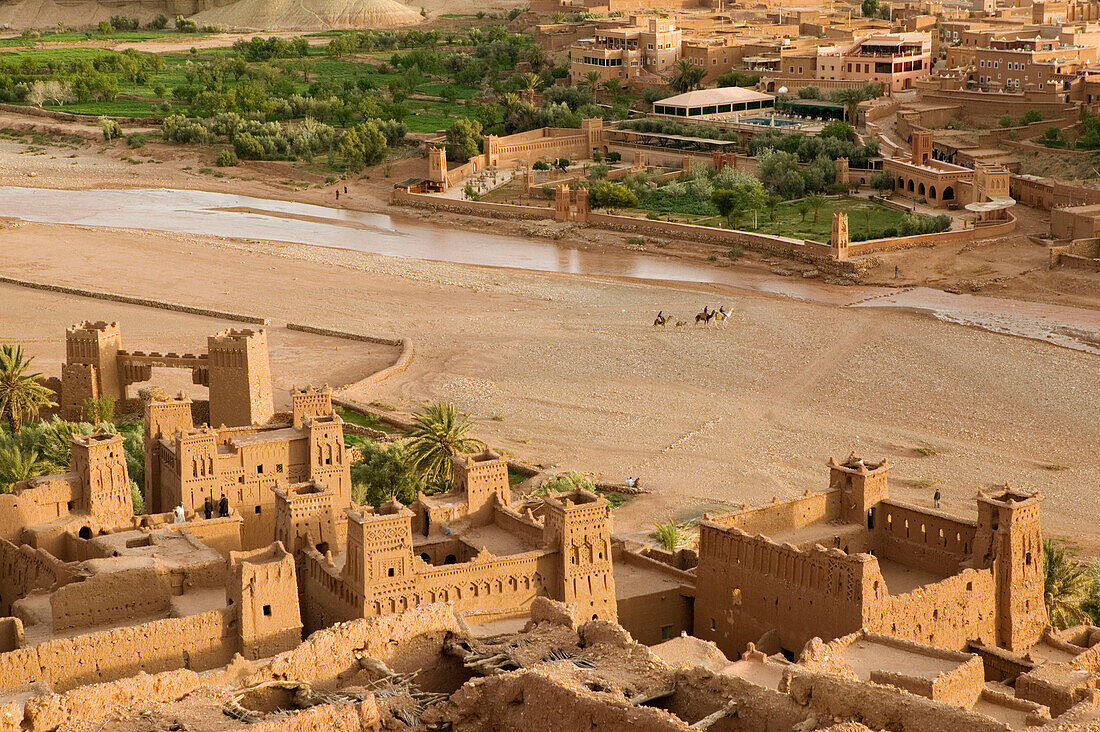 Hign Angle View of Kasbah. Sunset. Ait Benhaddou. South of the High Atlas. Morocco