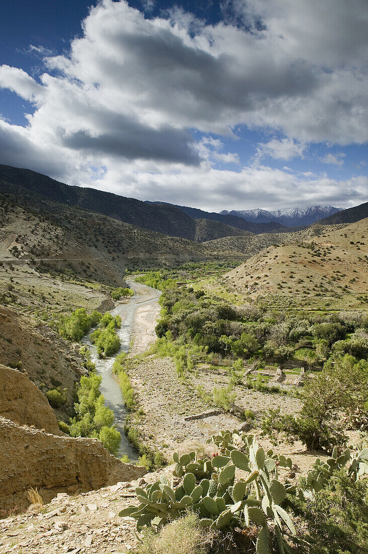 Morocco. Tizi-n-Test pass road. Valley View: Targa-n-Ait-Irat
