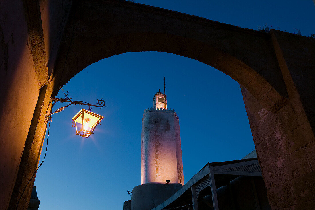 Morocco. Atlantic Coast. El Jadida: Cite Portugaise. Portuguese Fortress. Grande Mosque. Evening