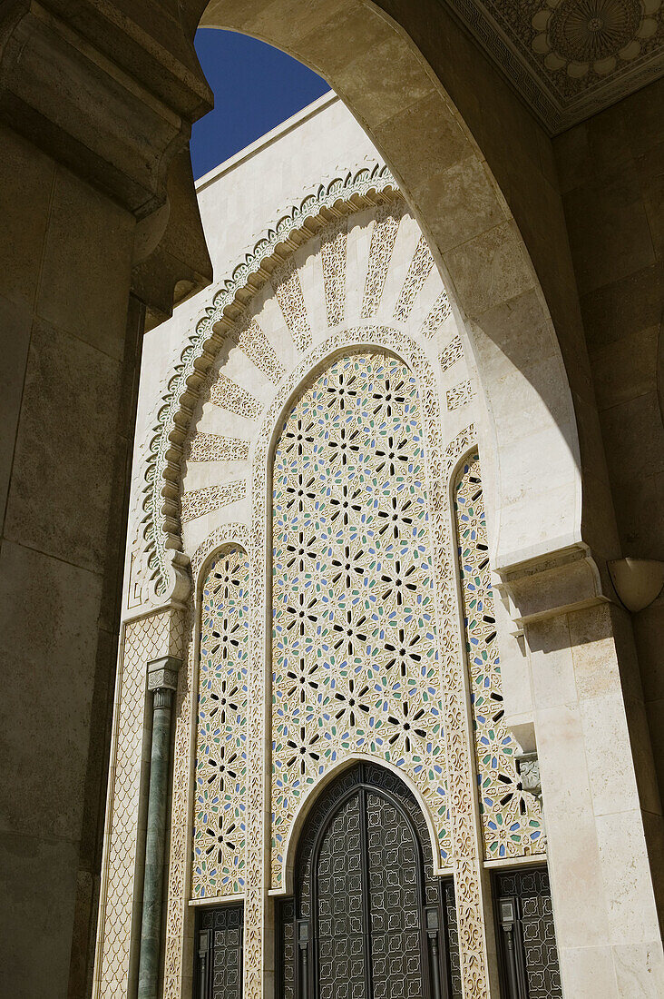 Morocco. Atlantic Coast. Casablanca: Hassan II Mosque. Exterior