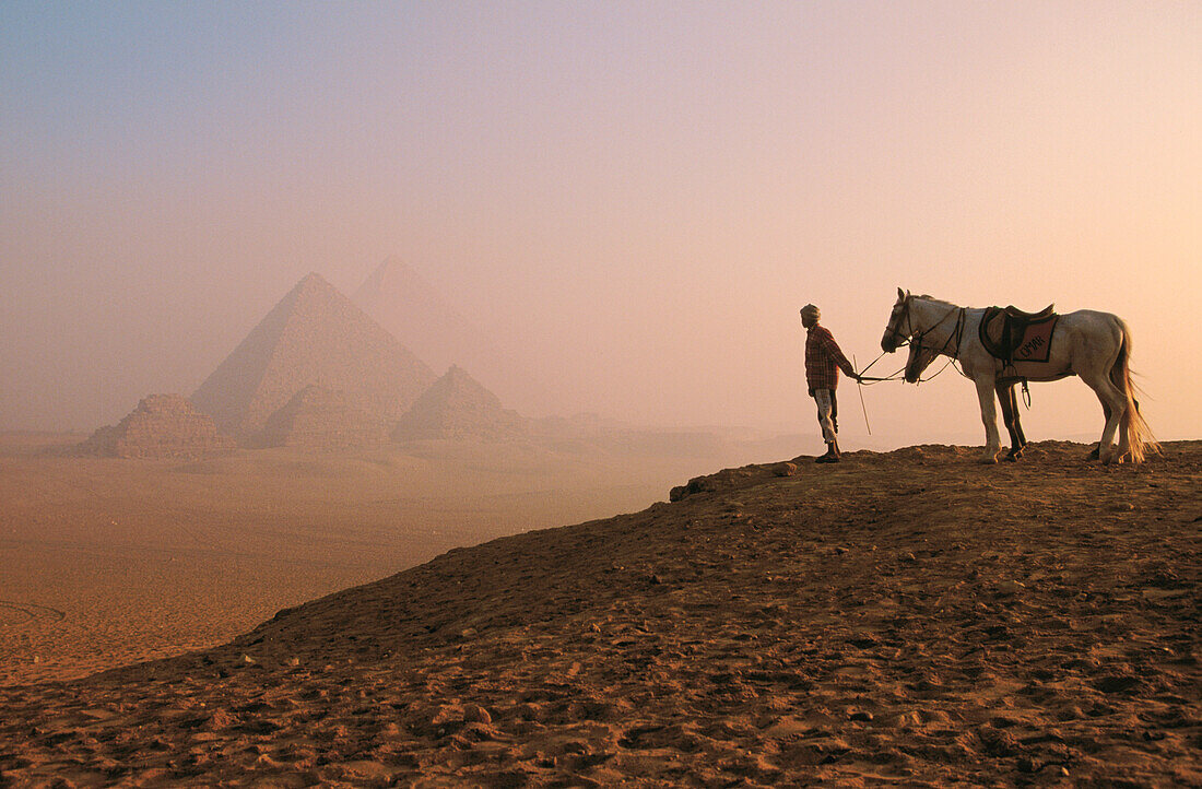 Giza pyramids at dawn. Cairo. Egypt