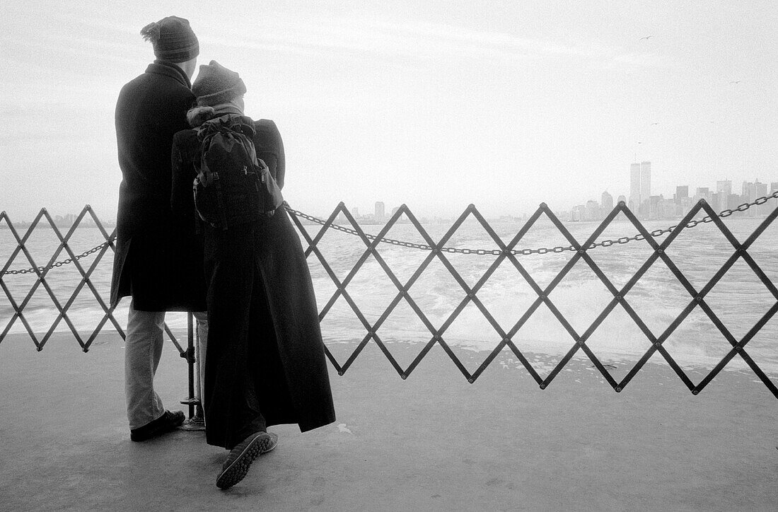 Couple on Staten Island Ferry. New York City. USA