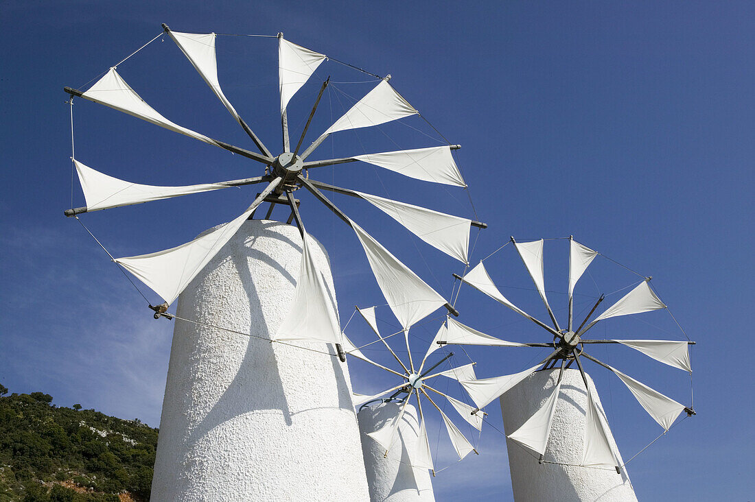 Traditional cretan windmills. Ano Kera. Iraklio Province. Crete, Greece.