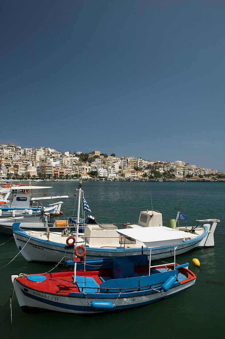 Town view from Harbor. Sitia. Lasithi Province. Crete. Greece.