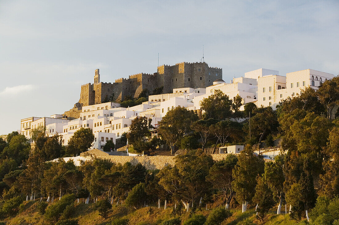 Monastery of St. John the Theologian (12th century). Sunrise. Hora. Patmos Island. Dodecanese. Greece