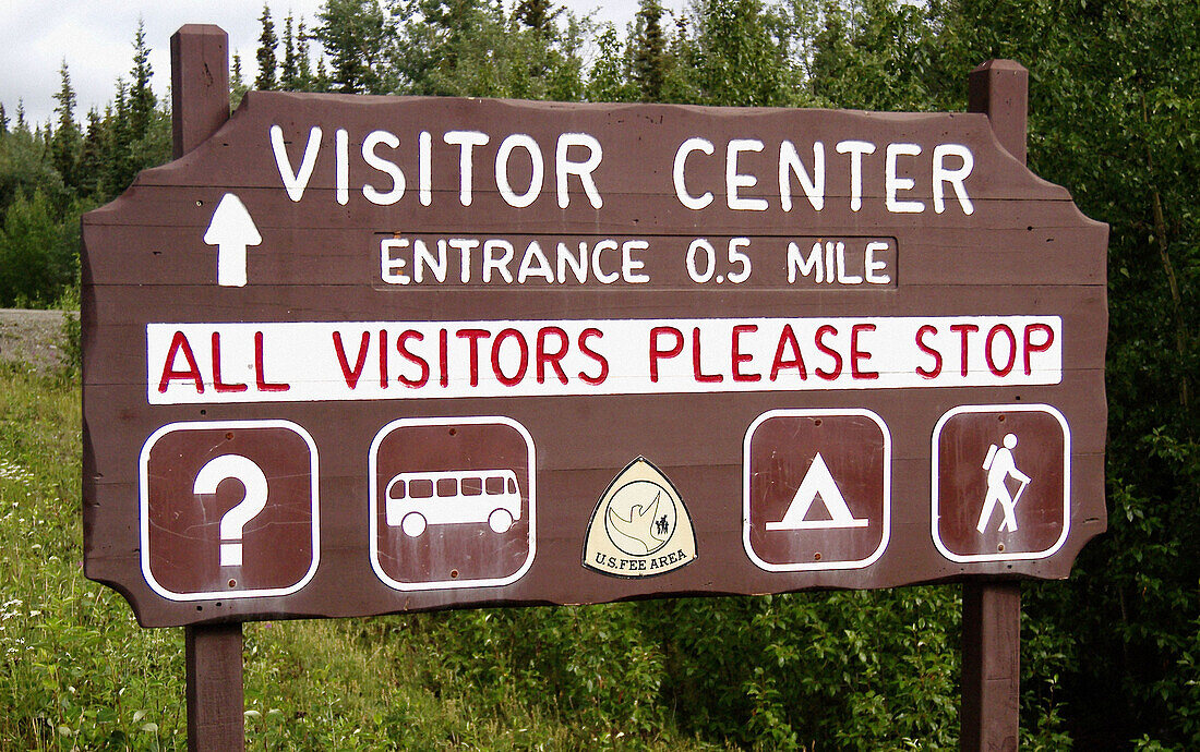 visitor sign, Alaska