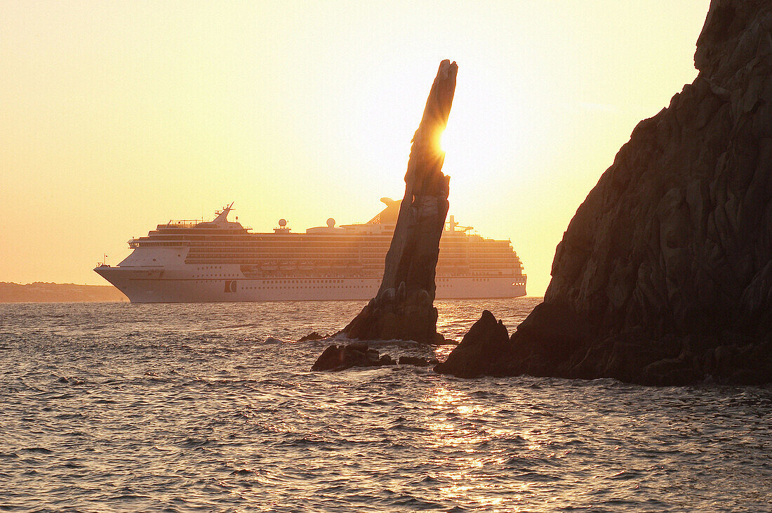 sunrise cruise ship in Cabo san Lucas, Mexico