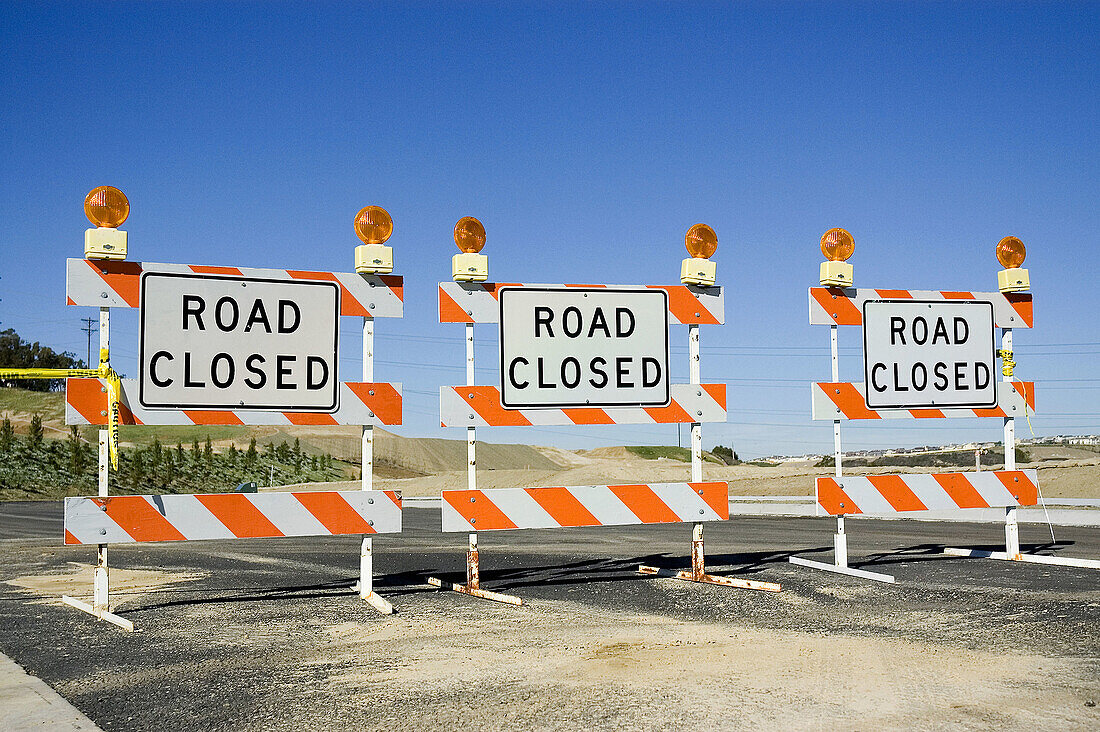 Road closed signs