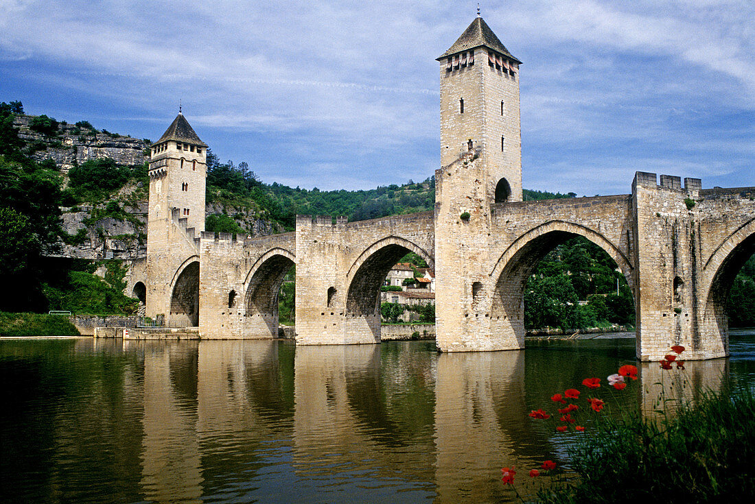 Valentré Bridge dating 14th century. Cahors. France