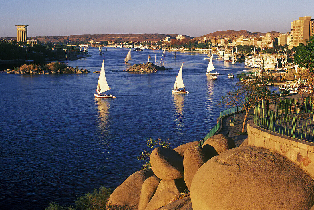 Feluccas on Nile river. Aswan. Egypt