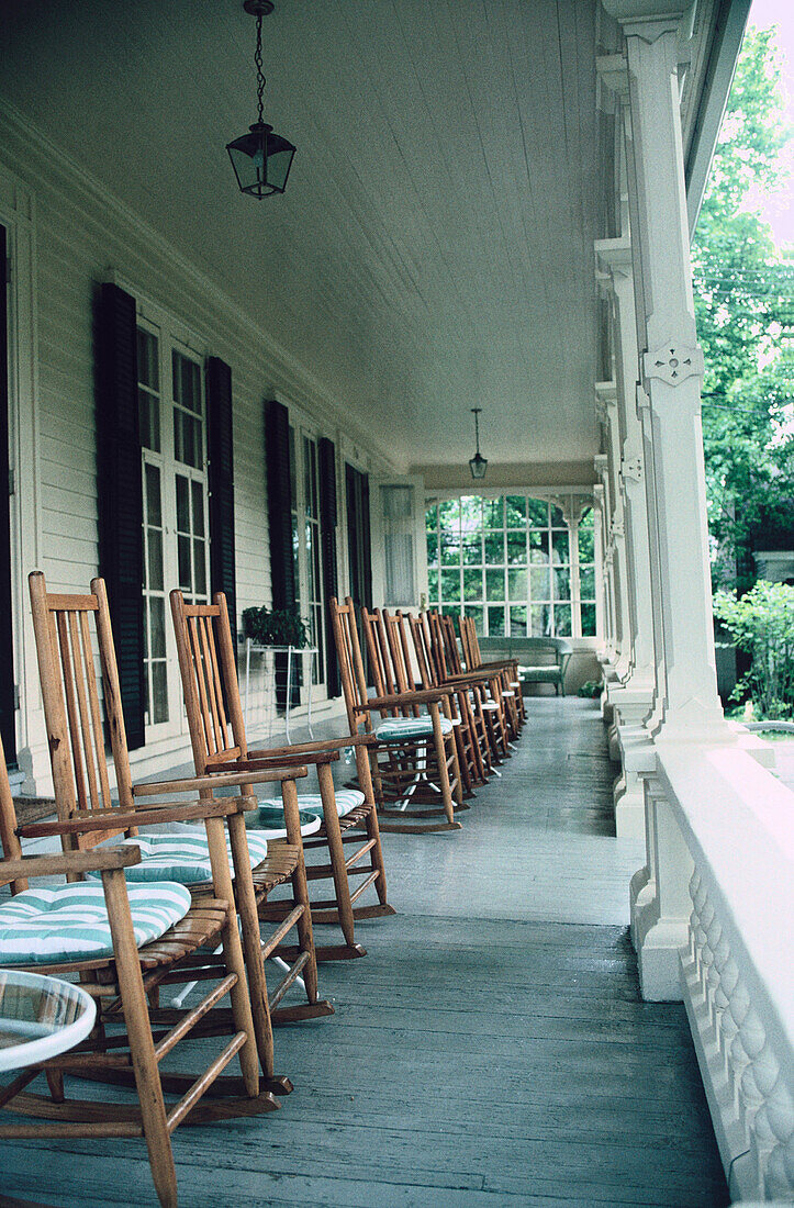 Porch with chairs. Vermont. USA