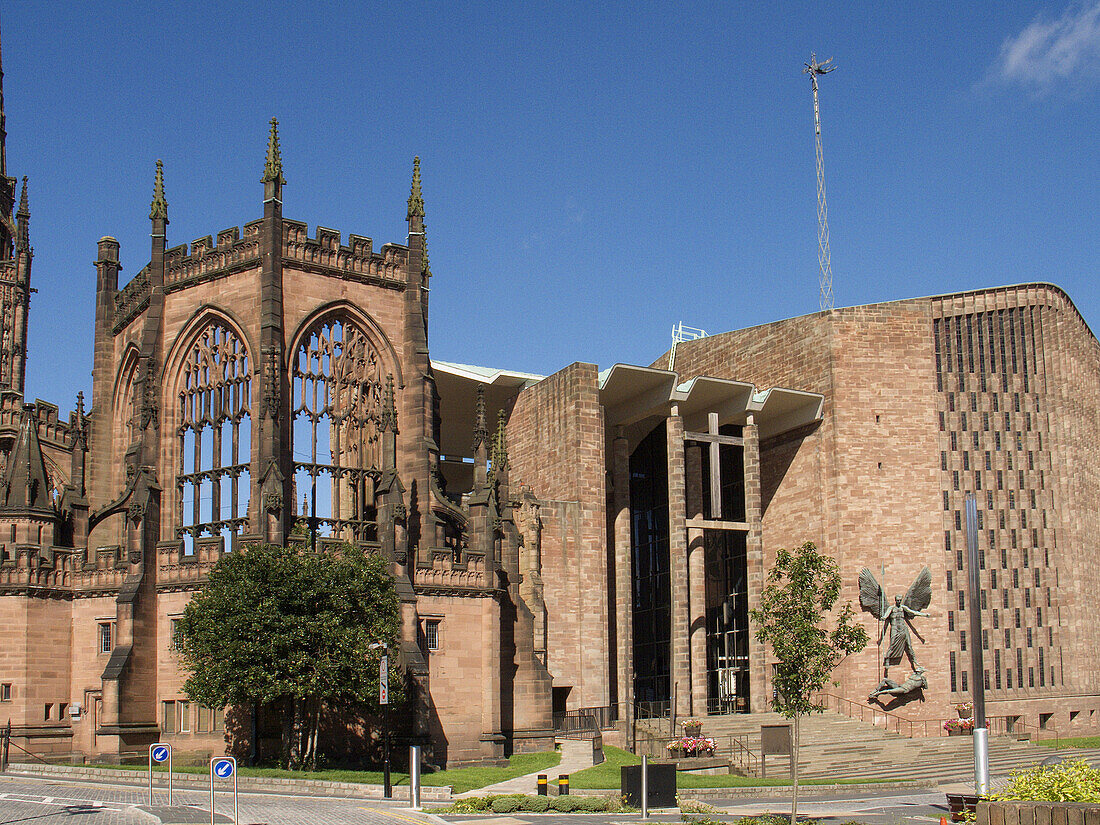 The Old and New Coventry Cathedral, Coventry, West Midlands, England