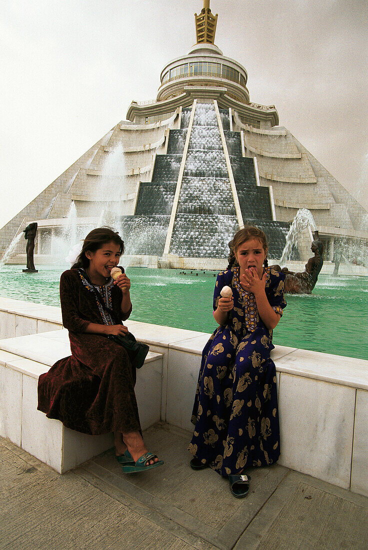 Girls in shopping centre. Ashgabat. Turkmenistan