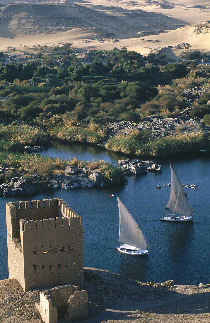 Feluccas on Nile River. Aswan. Egypt