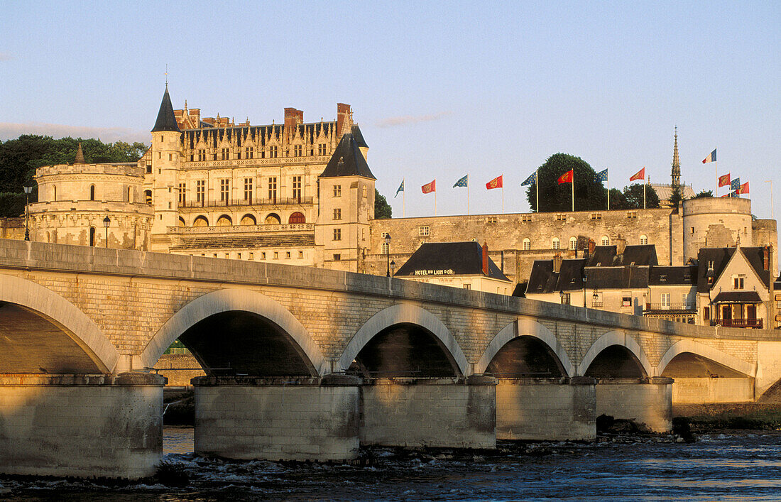 Château Amboise and Loire River. Val-de-Loire. France