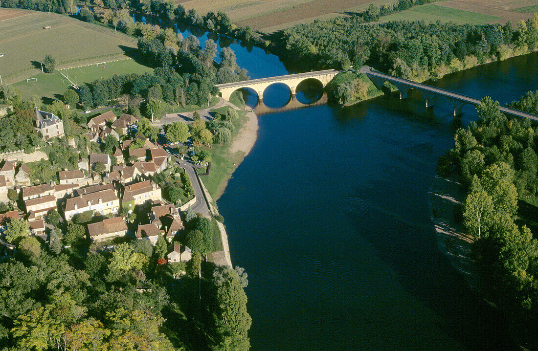 Aerial views of Limeuil. Dordogne. France