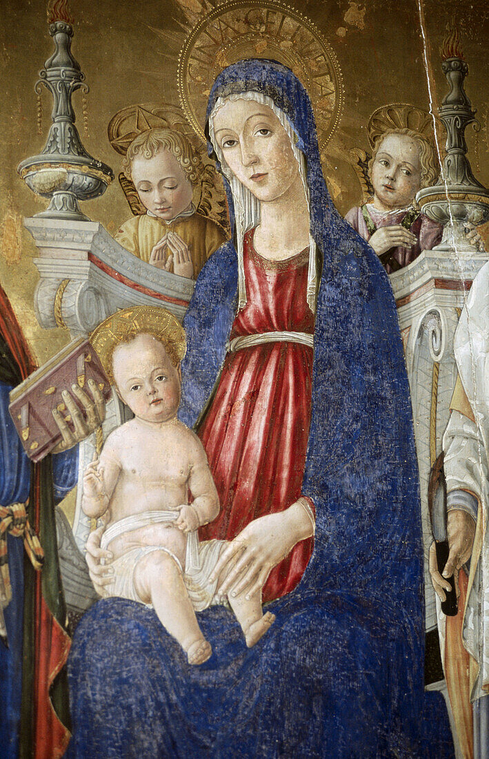 Madonna, painting in the cathedral. Pienza. Tuscany, Italy