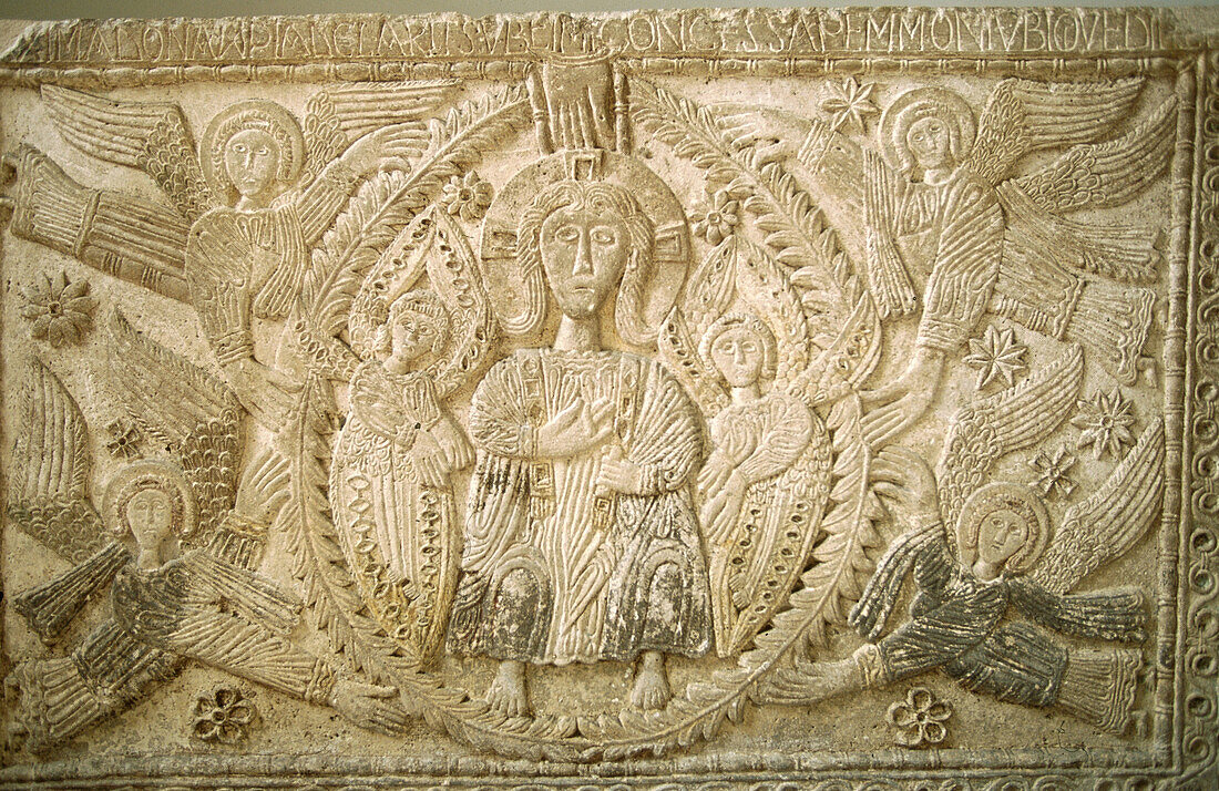 Detail of relief in the cathedral museum. Cividale del Friuli. Friuli-Venezia Giulia, Italy