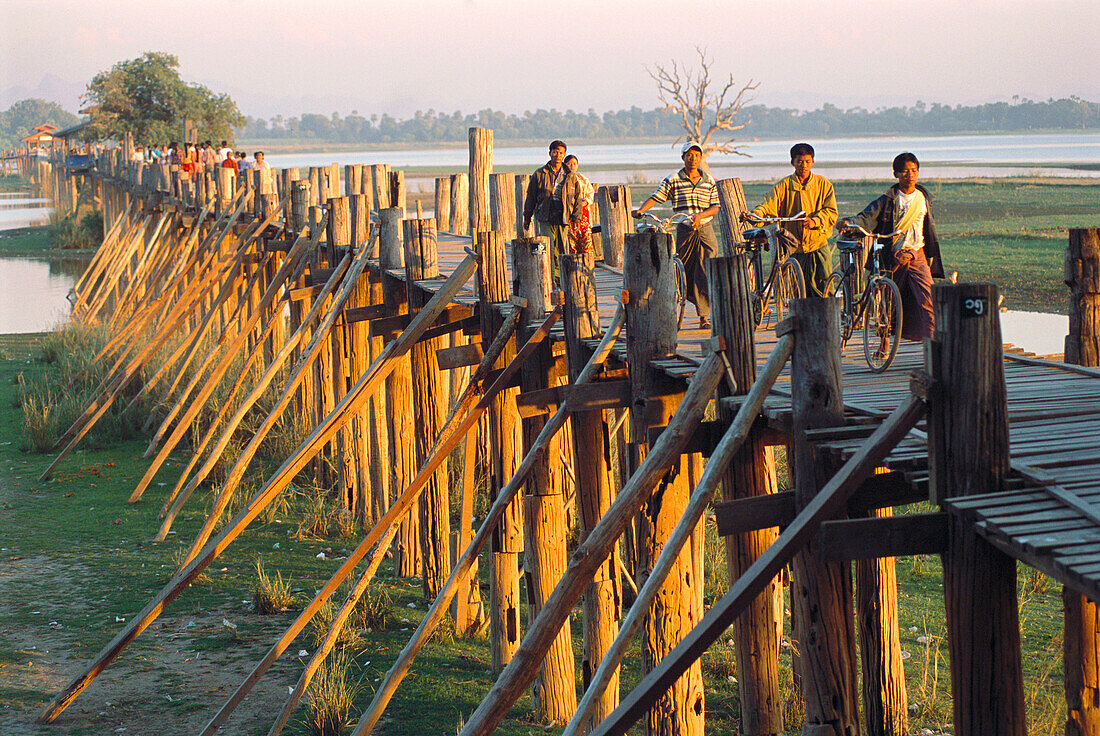 Teck U Bein bridge on Irrawaddy river. Mandalay. Myanmar.
