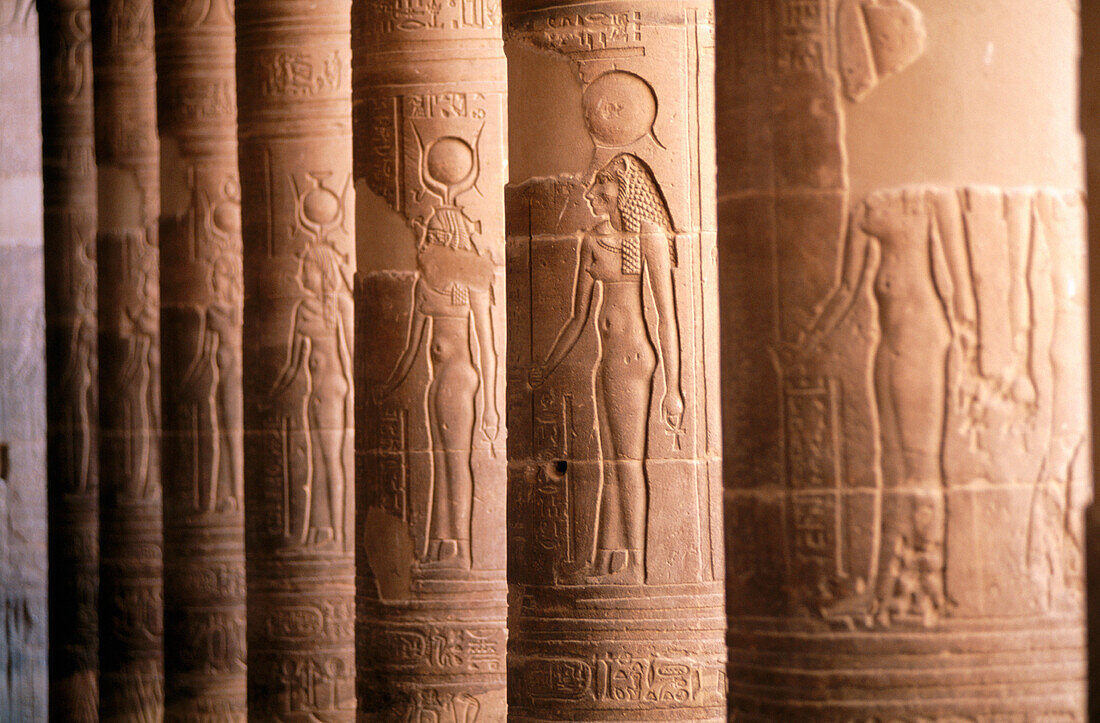 Columns of temple. Philae. Aswan. Egypt