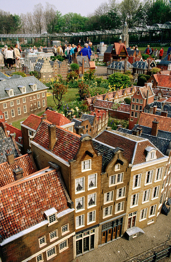 Madurodam, miniature city, with many visitors, The Hague, the Netherlands