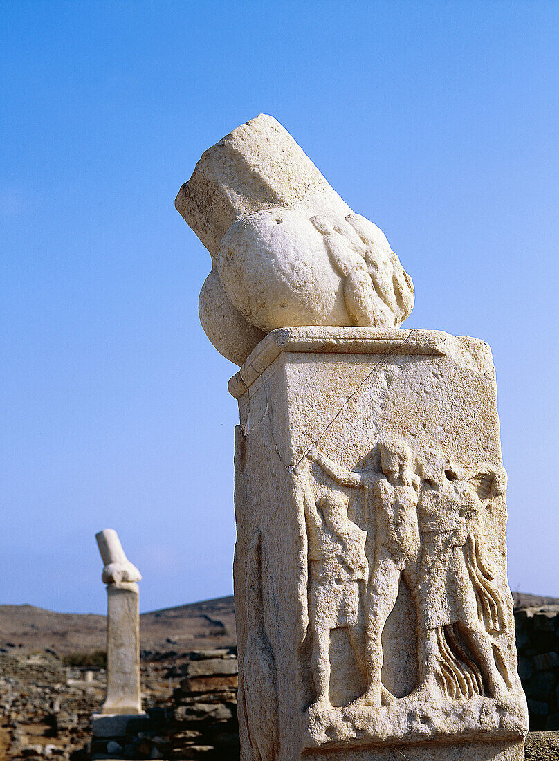 Greece, Cyclades Islands, Island of Delos nearby Mykonos, Phallus