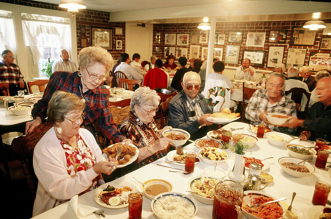 Crowded Soul Food Restaurant. Savannah. Georgia. USA