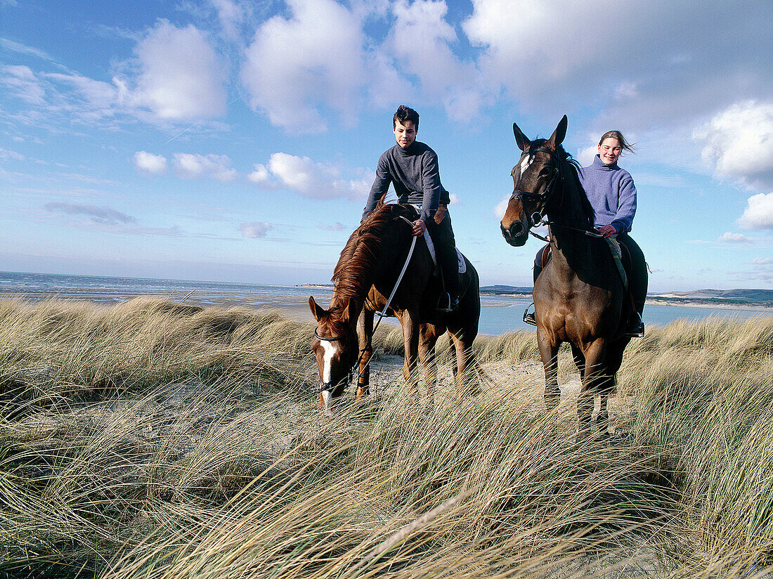 Horse riding on the beach. Le Touquet. Normandy. France