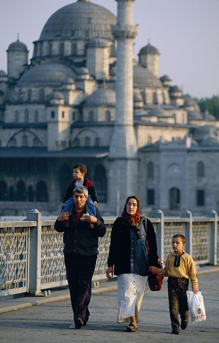 Golden Horn Bridge. Beyazey mosque. Istanbul. Turkey.