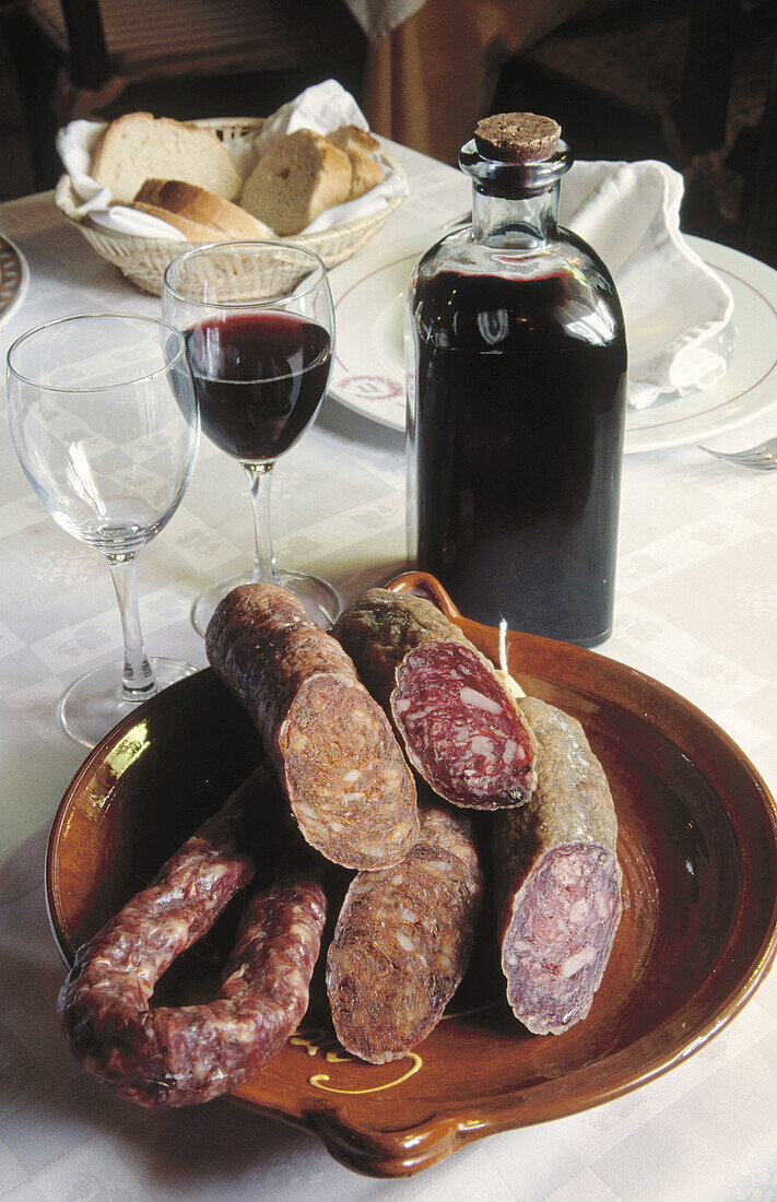 Sausages. Valle de Ara. Huesca province. Aragon. Spain