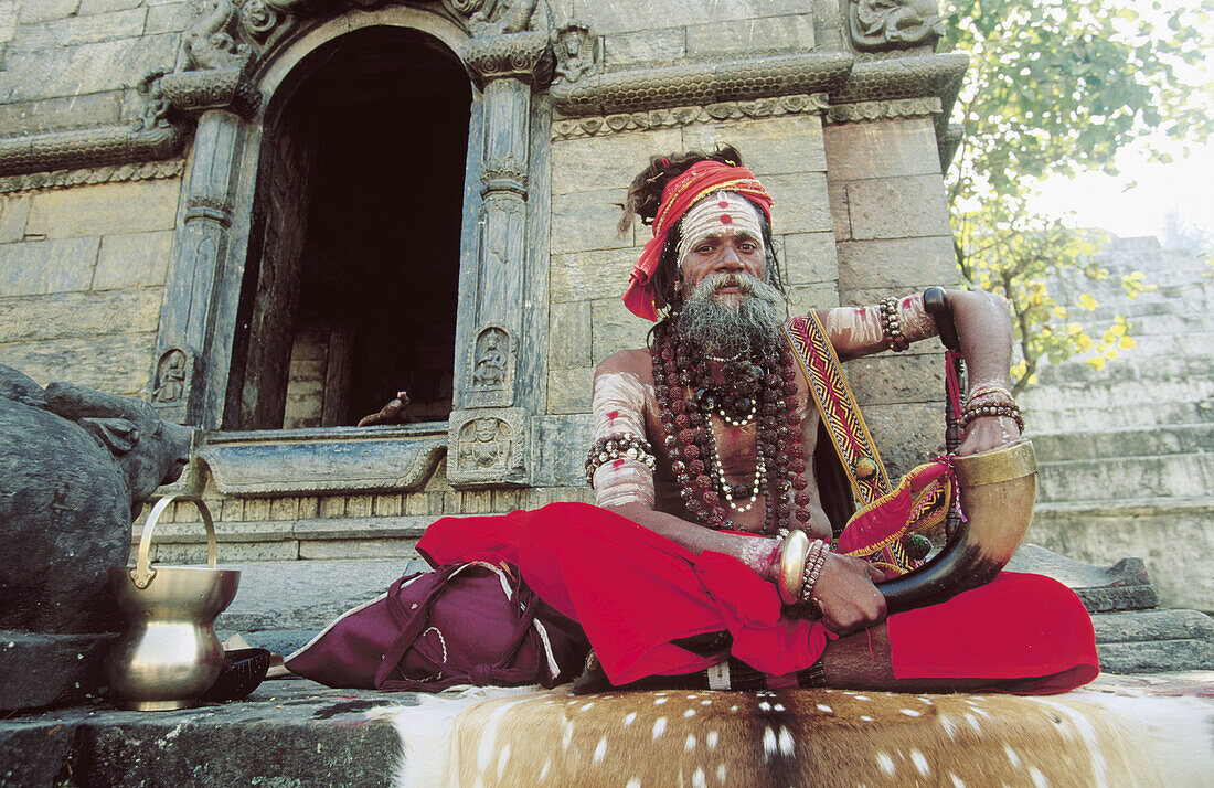 Hindu sadhu (holy man). Pashupatinath Temple. Kathmandu. Nepal