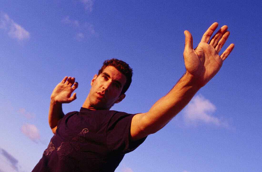 Man practicing yoga