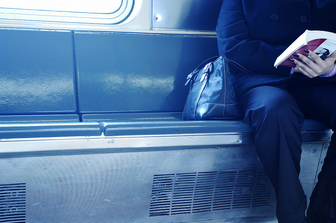  Adult, Adults, Alone, Anonymous, Bench, Benches, Book, Books, Calm, City, Color, Colour, Contemporary, Day, Female, Horizontal, Human, Indoor, Indoors, Inside, Interior, One, One person, Passenger, Passengers, People, Person, Persons, Public transport, P