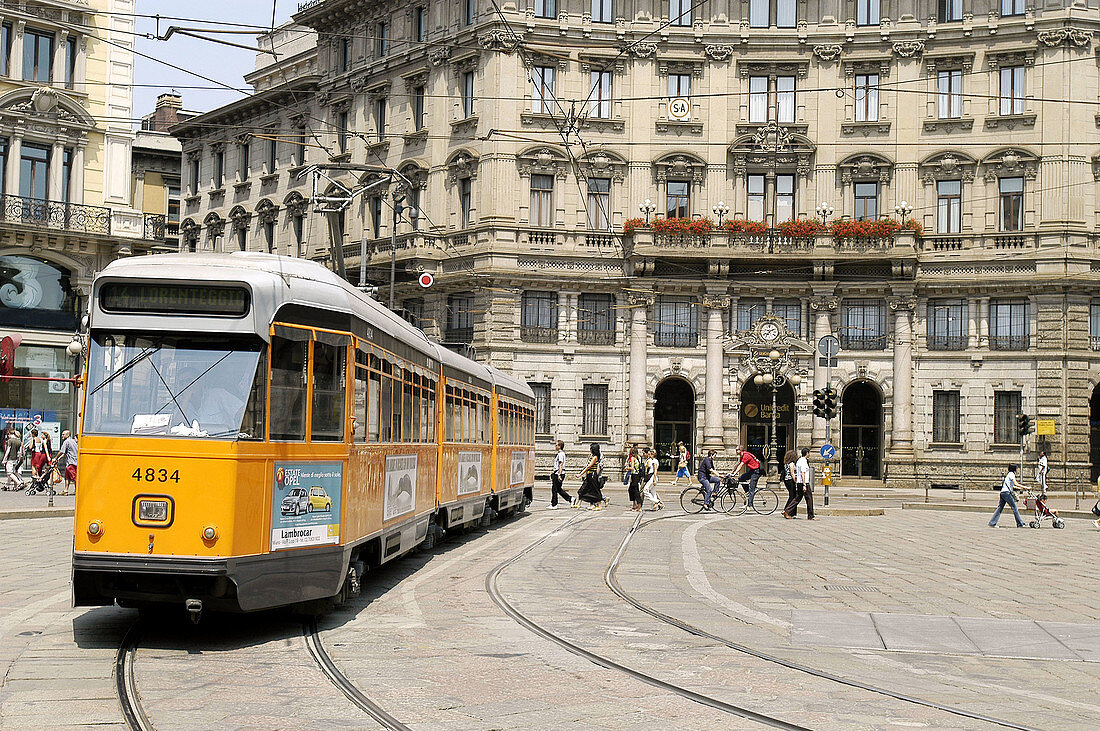 Tram. Milan. Lombardy, Italy