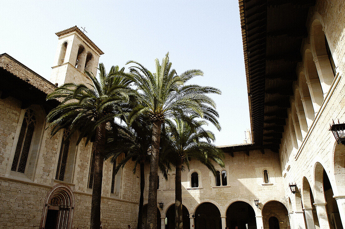 Exterior view of Almudaina Palace courtyard. Palma de Mallorca. Majorca. Balearic Islands. Spain
