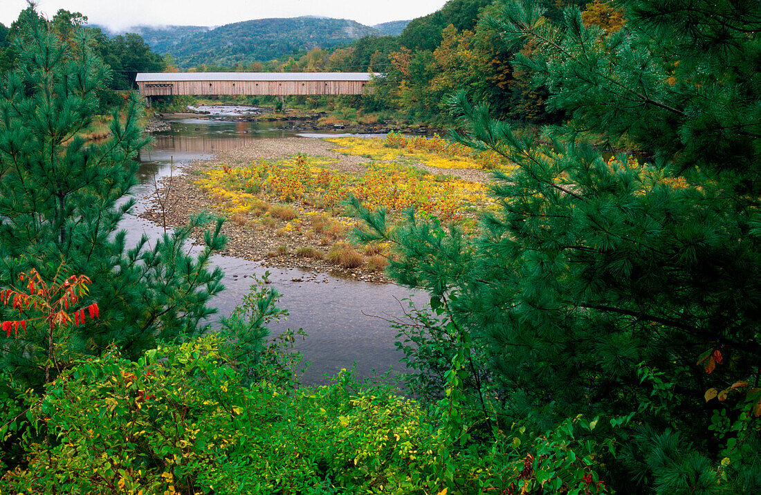 Covered Bridge & Landscape near Dummerston. Vermont. USA