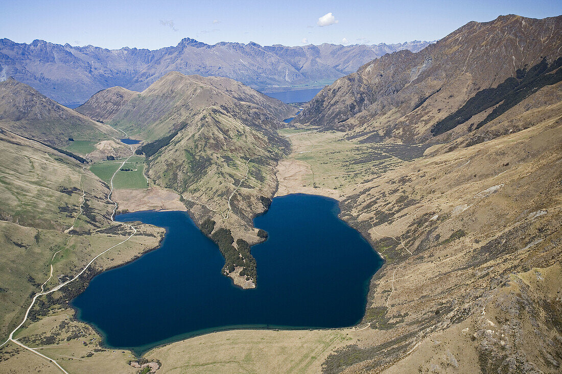 New Zealand, South Island, Moke Lake and Williamsons Spur, near Queenstown - aerial